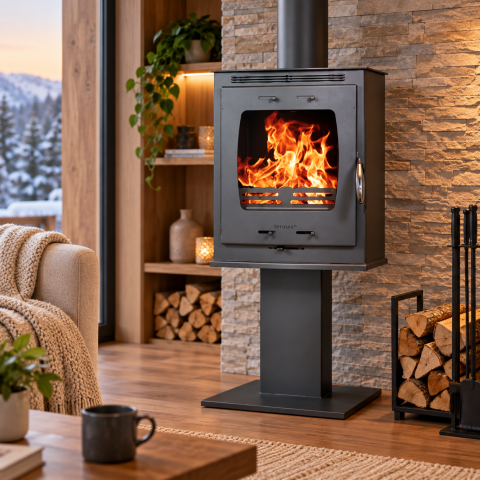 Soba lemne pe picior metalic Termax Vesta antracit 9,47 kW [1]