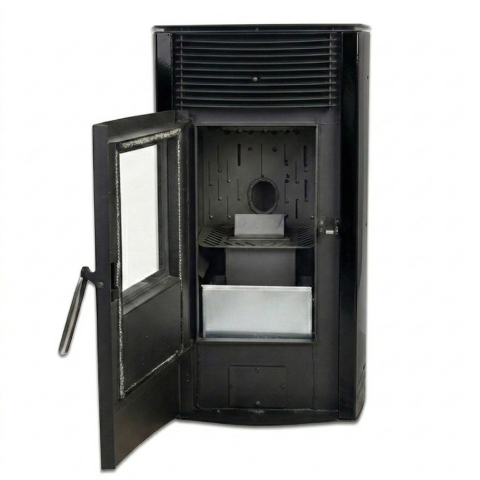 Soba pe peleti KOPH PD 10 kW, cu aer cald, buncar peleti 12 kg, 60 mp, Negru [4]