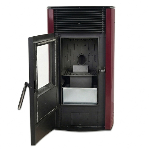 Soba pe peleti KOPH PD 8 kW, cu aer cald, buncar peleti 8 kg, 50 mp, Bordo [5]