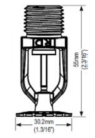 Sprinkler PENDENT, alama, 57°C, K=80, raspuns standard, portocaliu, Rapidrop [1]