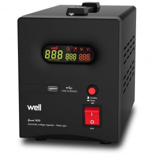 STABILIZATOARE DE TENSIUNE - Stabilizator automat de tensiune cu releu Well 1500VA negru