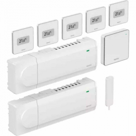Automatizari si termostate incalzire in pardoseala - Starter set tip L - pachetul include : 5 x termostate Style (T169) + 2 x Unitate de comandă Wave (radio) + Modul de acces/comunicare R-208, Uponor Smatrix Wave Pulse