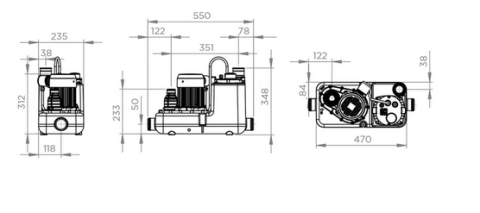 Statie de pompare complet automatizata, de pardoseala, SFA model SANICOM 1, 750W, 14 litri, H max. pompare 11mCA [2]