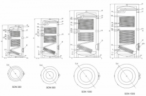 Boiler vertical Sunsystem 150 litri, model SON V/S2 150, cu 2 serpentine, rezistenta 3 kw, termostat, supapa, manometru [3]