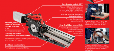 Pipecut Mini Fierastrau pentru taiat tevi cu acumulatori 4,0 Ah, 18 V,CAS, Rothenberger, diametru maxim de taiere Ø 110 mm [1]