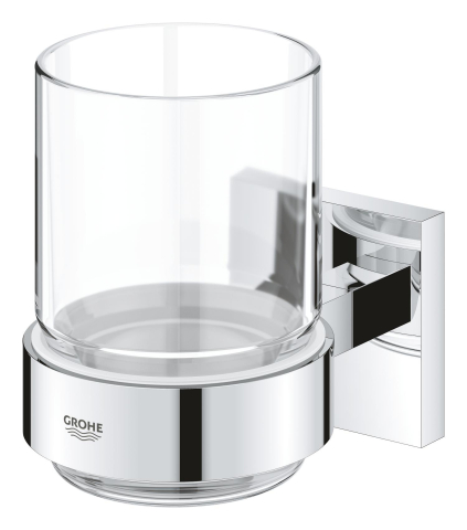 Suport pahar Grohe Start Cube, montare pe perete, cu pahar 41184000, fixare ascunsa, crom [1]