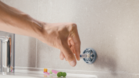 Set perie WC Grohe Start Cosmopolitan montare perete, fixare ascunsa, sticla, crom [6]