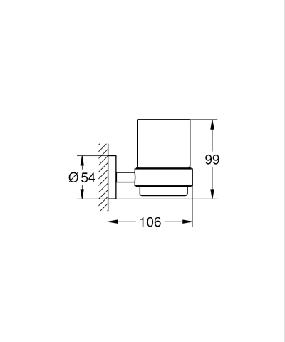 Suport pahar Grohe Start sticla cu suport, montare pe perete, fixare ascunsa, pahar ceramic inclus, crom [2]