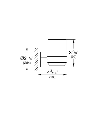 Suport pahar Grohe Start sticla cu suport, montare pe perete, fixare ascunsa, pahar ceramic inclus, crom [1]