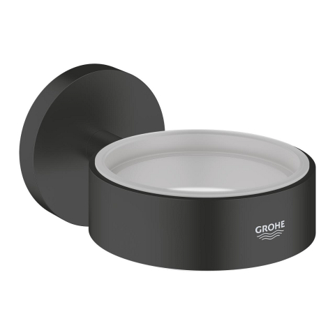 Accesorii baie - Suport pahar/savoniera Grohe Essentials, pe perete, metal, negru