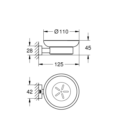 Savoniera cu suport Grohe Essentials Cube, montare pe perete, crom [2]