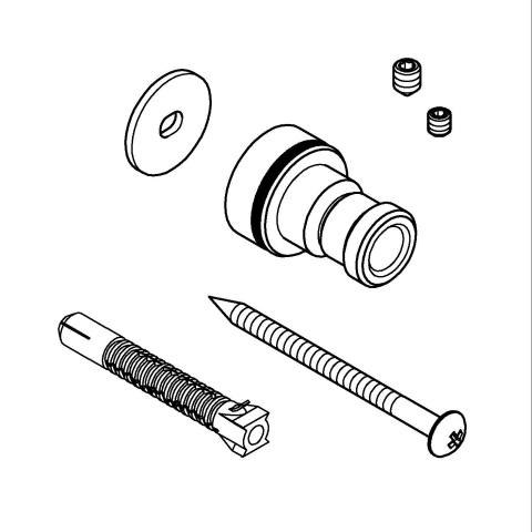 Suport Grohe sistem de dus cu termostat, bara de dus, pentru sisteme de dus cu termostat cu montaj pe perete, include set fixare, crom [1]