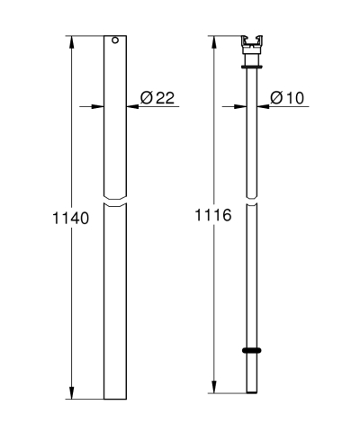 Teava sistem dus Grohe Retrofit bara dus 1140 mm, potrivit pentru Rainshower, Euphoria si Tempesta, crom [1]