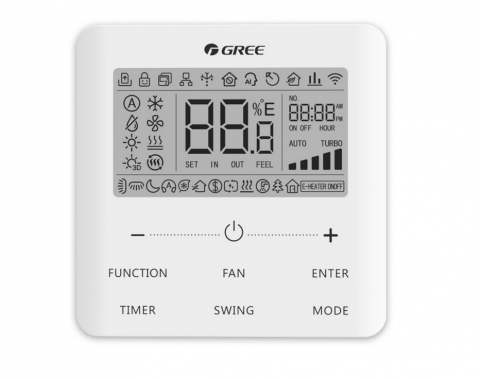 Accesorii echipamente de ventilatie si climatizare - Telecomanda cu fir Gree model XE7A-24/HC pentru aparate de aer conditionat Gree gama U-Match tip caseta de tavan, duct si podea/tavan