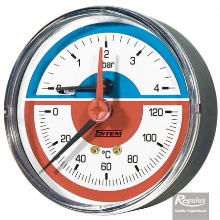 Manometre, presostate si termostate - Termomanometru 0-120grC, 4 bari, G1/2, racord axial