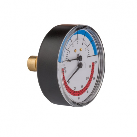 Accesorii pentru calorifere - Termomanometru Ivar cu tracord posterior 1/2 FE 120 °C 6 bar