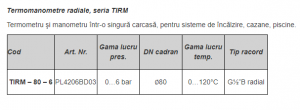 Termomanometru radial DN 80 mm, 0/6 bar, 0/120 °C [1]