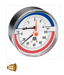 Manometre, presostate si termostate - Termomanometru axial DN 80 mm, 0/6 bar, 0/120 °C