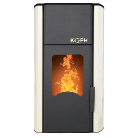 Termoseminee, seminee si sobe - Termosemineu cu peleti KOPH PM 30 kW, 200 mp, buncar peleti 30 kg, diametru cos fum ⌀80 mm, pompa recirculare si vas expansiune incorporate, Crem