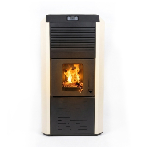 Termoseminee si sobe pe peleti - Termosemineu pe peleti Termax Kamin ECO 30 kW crem cu pompa integrata