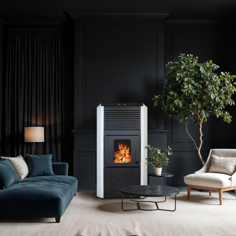 Termosemineu pe peleti Termax Kamin ECO 30 kW alb, buncar 55 kg [6]