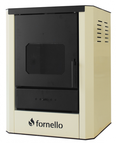 Termoseminee pe peleti/lemn - Termosemineu pe lemn, brichete si carbune Fornello model Rimini 18 kW, crem, gratar ardere din fonta