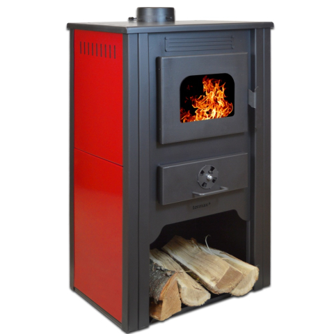 Termosemineu pe lemne Termax Alma rosu 11,52 kW cu manta de apa 11 l [6]
