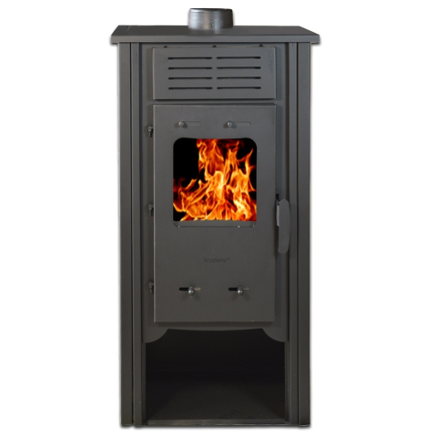 Termoseminee si sobe pe lemn - Termosemineu cu panouri ceramice Termax Hydra rosu 6,5 kW cu loc pentru lemne