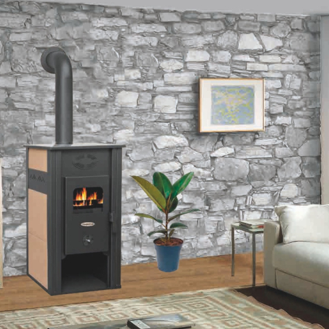 Semineu cu apa pe lemne Termax Thermis bej 24,43 kW pentru 155 mp [1]