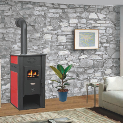 Termosemineu cu manta de apa pe lemn Termax Thermis rosu 24,43 kW [5]
