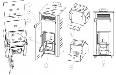 Termosemineu pe peleti Fornello, model Primo Truva Pellet 25 kw, crem, sistem de curatare mecanica creuzet [5]