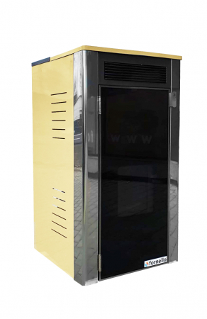 Termoseminee pe peleti/lemn - Termosemineu pe peleti Fornello, model Primo Truva Pellet 25 kw, crem, sistem de curatare mecanica creuzet