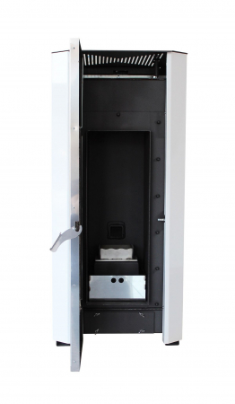 Termosemineu pe peleti Fornello, model Camino Rossi 25 kW, gri, pompa Grundfos, vas expansiune, arzator inox [3]