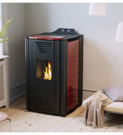 Termosemineu pe peleti Thermoflux, model Interio 14 rosu - 14 kW [1]