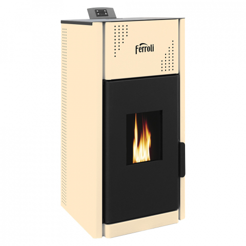 Termosemineu pe peleti Ferroli, din otel, culoare bej, model Mirano Pellet PRO 18 kw [1]