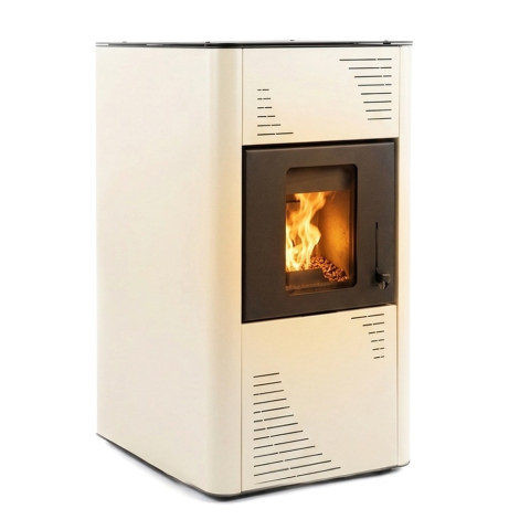 Termoseminee si sobe pe peleti - Termosemineu cu peleti Termax Kamin PM 15 kW crem, buncar 30 kg