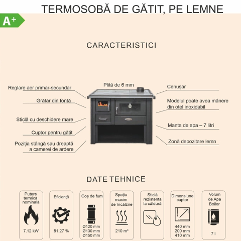 Termosoba lemne cu manta de apa si cuptor Termax Voinic neagra 12,05 kW [3]