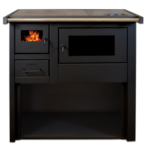 Termoseminee si sobe pe lemn - Termosoba lemne cu manta de apa si cuptor Termax Voinic neagra 12,05 kW