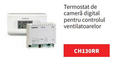 Accesorii convectoare - Termostat de camera digital cu 3 trepte de turatie si modul de comanda pentru convectoare Radox model RCF