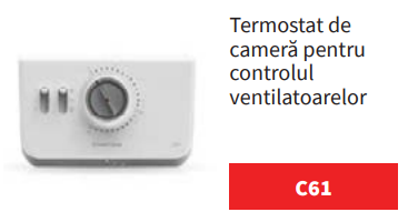 Accesorii convectoare - Termostat de camera cu 3 trepte de turatie pentru convectoare Radox model RCF
