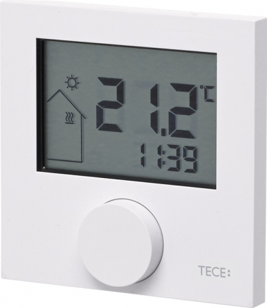 Echipamente de incalzire si producere ACM - Termostat de camera TECEfloor Standard, afisaj digital, alb, neprogramabil, 24V (fara senzor sapa))