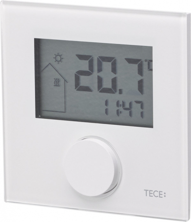 Automatizari si termostate incalzire in pardoseala - Termostat cameraTECEfloor Control, afis digital, alb, sticla programabil, cu posibilitate conectare senzor sapa (neinclus) 220V