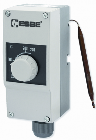 Termostate aplicatii industriale - Termostat de gaze arse, 40...160grdC, imersie în coşul de fum cu capilar de 1,5m, inclusiv teaca, temperatura maxima la senzor 750grdC