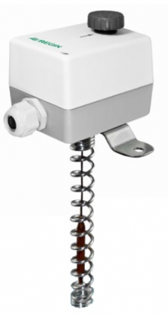 Termostate aplicatii industriale - Termostat de tubulatura cu 2 trepte Regin, imersie 200mm x Ø21mm livrat cu arc de protectie si colier de montare capacitate comutare 15(8)A/24250Vca IP65 gama de reglare 0-60°C histerezis fix 1K