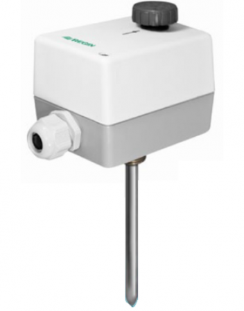 Termostate aplicatii industriale - Termostat industrial imersie directa Regin, 0…90grdC cu teaca alama 120mm Ø10 racord 1/2" IP54 16(6)A/24250Vca cu rozeta de reglaj sub capac IP54 diferential 4K