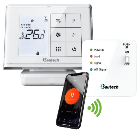 Termostate de ambient - Termostat inteligent programabil fara fir, cu WiFi, Bautech model I-10WD
