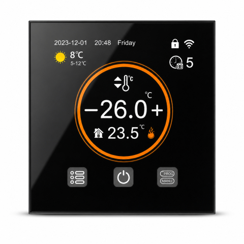 Incalzire - Termostat VALROM VTH T500B Ultrasmart negru LCD, WiFi, senzor sapa