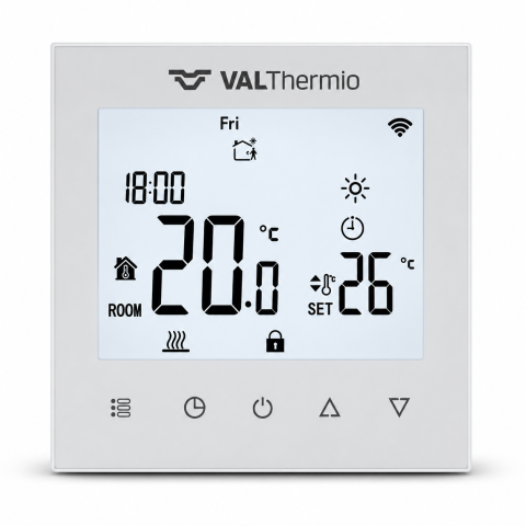 Incalzire - Termostat VALROM VTH T01 alb LCD, senzor sapa, pentru incalzire prin pardoseala
