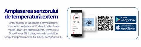 Termostat Wi-Fi programabil cu carcasa din sticla Grand Meyer SN-10 16 A alb [2]
