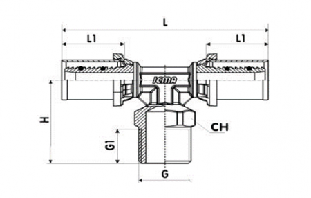 Teu sertizare filet exterior 25x2.5 x 3/4 x 25x2.5 ICMA [1]